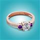 2 - Aniyah 1.30 ctw (6.50 mm) GIA Certified Classic Three Stone Round Natural Diamond (SI/G) and Amethyst Engagement Ring 