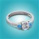 2 - Aniyah 1.32 ctw (6.50 mm) GIA Certified Classic Three Stone Round Natural Diamond (SI/G) and Blue Topaz Engagement Ring 