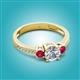 2 - Aniyah 1.34 ctw (6.50 mm) GIA Certified Classic Three Stone Round Natural Diamond (SI/G) and Ruby Engagement Ring 