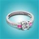 2 - Aniyah 1.48 ctw (6.50 mm) GIA Certified Classic Three Stone Round Natural Diamond (SI/G) and Pink Sapphire Engagement Ring 