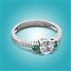 2 - Aniyah 1.38 ctw (6.50 mm) GIA Certified Classic Three Stone Round Natural Diamond (SI/H) and Lab Created Alexandrite Engagement Ring 