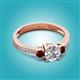 2 - Aniyah 1.38 ctw (6.50 mm) GIA Certified Classic Three Stone Round Natural Diamond (SI/H) and Red Garnet Engagement Ring 