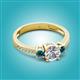 2 - Aniyah 1.34 ctw (6.50 mm) GIA Certified Classic Three Stone Round Natural Diamond (SI/G) and Blue Diamond Engagement Ring 