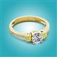 2 - Aniyah 1.34 ctw (6.50 mm) GIA Certified Classic Three Stone Round Natural Diamond (SI/G) and Yellow Diamond Engagement Ring 
