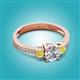2 - Aniyah 1.34 ctw (6.50 mm) GIA Certified Classic Three Stone Round Natural Diamond (SI/G) and Yellow Diamond Engagement Ring 