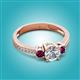 2 - Aniyah 1.38 ctw (6.50 mm) GIA Certified Classic Three Stone Round Natural Diamond (SI/H) and Rhodolite Garnet Engagement Ring 