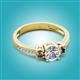 2 - Aniyah 1.34 ctw (6.50 mm) GIA Certified Classic Three Stone Round Natural Diamond (SI/G) and Smoky Quartz Engagement Ring 