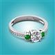 2 - Aniyah 1.38 ctw (6.50 mm) GIA Certified Classic Three Stone Round Natural Diamond (SI/H) and Green Garnet Engagement Ring 