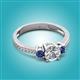2 - Aniyah 1.30 ctw (6.50 mm) GIA Certified Classic Three Stone Round Natural Diamond (SI/H) and Iolite Engagement Ring 