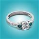 2 - Aniyah 1.36 ctw (6.50 mm) GIA Certified Classic Three Stone Round Natural Diamond (SI/G) and London Blue Topaz Engagement Ring 