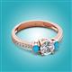 2 - Aniyah 1.28 ctw (6.50 mm) GIA Certified Classic Three Stone Round Natural Diamond (SI/G) and Turquoise Engagement Ring 
