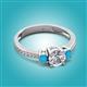 2 - Aniyah 1.28 ctw (6.50 mm) GIA Certified Classic Three Stone Round Natural Diamond (SI/H) and Turquoise Engagement Ring 
