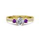 1 - Aniyah 1.30 ctw (6.50 mm) IGI Certified Classic Three Stone Round Lab Grown Diamond (VS1/F) and Amethyst Engagement Ring 