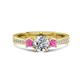 1 - Aniyah 1.48 ctw (6.50 mm) IGI Certified Classic Three Stone Round Lab Grown Diamond (VS1/F) and Pink Sapphire Engagement Ring 