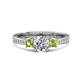1 - Aniyah 1.38 ctw (6.50 mm) IGI Certified Classic Three Stone Round Lab Grown Diamond (VS1/F) and Peridot Engagement Ring 
