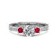 1 - Aniyah 1.34 ctw (6.50 mm) IGI Certified Classic Three Stone Round Lab Grown Diamond (VS1/F) and Ruby Engagement Ring 