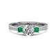 1 - Aniyah 1.34 ctw (6.50 mm) IGI Certified Classic Three Stone Round Lab Grown Diamond (VS1/F) and Emerald Engagement Ring 