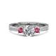 1 - Aniyah 1.30 ctw (6.50 mm) IGI Certified Classic Three Stone Round Lab Grown Diamond (VS1/F) and Pink Tourmaline Engagement Ring 