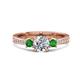1 - Aniyah 1.38 ctw (6.50 mm) IGI Certified Classic Three Stone Round Lab Grown Diamond (VS1/F) and Green Garnet Engagement Ring 