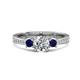 1 - Aniyah 1.36 ctw (6.50 mm) IGI Certified Classic Three Stone Round Lab Grown Diamond (VS1/F) and Blue Sapphire Engagement Ring 