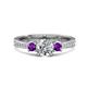 1 - Aniyah 1.30 ctw (6.50 mm) IGI Certified Classic Three Stone Round Lab Grown Diamond (VS1/F) and Amethyst Engagement Ring 