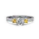 1 - Aniyah 1.30 ctw (6.50 mm) IGI Certified Classic Three Stone Round Lab Grown Diamond (VS1/F) and Citrine Engagement Ring 