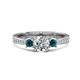 1 - Aniyah 1.34 ctw (6.50 mm) IGI Certified Classic Three Stone Round Lab Grown Diamond (VS1/F) and Blue Diamond Engagement Ring 