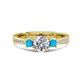 1 - Aniyah 1.28 ctw (6.50 mm) IGI Certified Classic Three Stone Round Lab Grown Diamond (VS1/F) and Turquoise Engagement Ring 