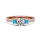 1 - Aniyah 1.28 ctw (6.50 mm) IGI Certified Classic Three Stone Round Lab Grown Diamond (VS1/F) and Turquoise Engagement Ring 
