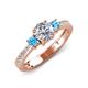 3 - Aniyah 1.32 ctw (6.50 mm) GIA Certified Classic Three Stone Round Natural Diamond (SI/H) and Blue Topaz Engagement Ring 