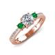 3 - Aniyah 1.34 ctw (6.50 mm) GIA Certified Classic Three Stone Round Natural Diamond (SI/H) and Emerald Engagement Ring 