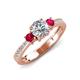3 - Aniyah 1.34 ctw (6.50 mm) GIA Certified Classic Three Stone Round Natural Diamond (SI/H) and Ruby Engagement Ring 