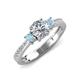 3 - Aniyah 1.30 ctw (6.50 mm) GIA Certified Classic Three Stone Round Natural Diamond (SI/G) and Aquamarine Engagement Ring 