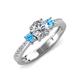 3 - Aniyah 1.32 ctw (6.50 mm) GIA Certified Classic Three Stone Round Natural Diamond (SI/G) and Blue Topaz Engagement Ring 