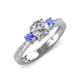 3 - Aniyah 1.32 ctw (6.50 mm) GIA Certified Classic Three Stone Round Natural Diamond (SI/G) and Tanzanite Engagement Ring 