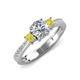 3 - Aniyah 1.34 ctw (6.50 mm) GIA Certified Classic Three Stone Round Natural Diamond (SI/G) and Yellow Diamond Engagement Ring 