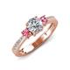 3 - Aniyah 1.30 ctw (6.50 mm) GIA Certified Classic Three Stone Round Natural Diamond (SI/H) and Pink Tourmaline Engagement Ring 