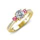 3 - Aniyah 1.30 ctw (6.50 mm) GIA Certified Classic Three Stone Round Natural Diamond (SI/G) and Pink Tourmaline Engagement Ring 