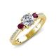 3 - Aniyah 1.38 ctw (6.50 mm) GIA Certified Classic Three Stone Round Natural Diamond (SI/H) and Rhodolite Garnet Engagement Ring 