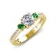 3 - Aniyah 1.38 ctw (6.50 mm) GIA Certified Classic Three Stone Round Natural Diamond (SI/H) and Green Garnet Engagement Ring 