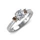 3 - Aniyah 1.34 ctw (6.50 mm) GIA Certified Classic Three Stone Round Natural Diamond (SI/G) and Smoky Quartz Engagement Ring 