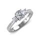 3 - Aniyah 1.35 ctw (6.50 mm) GIA Certified Classic Three Stone Round Natural Diamond (SI/H) and White Sapphire Engagement Ring 