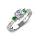 3 - Aniyah 1.38 ctw (6.50 mm) GIA Certified Classic Three Stone Round Natural Diamond (SI/H) and Green Garnet Engagement Ring 