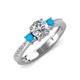3 - Aniyah 1.28 ctw (6.50 mm) GIA Certified Classic Three Stone Round Natural Diamond (SI/H) and Turquoise Engagement Ring 