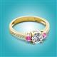 2 - Aniyah 1.48 ctw (6.50 mm) IGI Certified Classic Three Stone Round Lab Grown Diamond (VS1/F) and Pink Sapphire Engagement Ring 