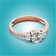 2 - Aniyah 1.30 ctw (6.50 mm) IGI Certified Classic Three Stone Round Lab Grown Diamond (VS1/F) and Aquamarine Engagement Ring 