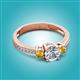 2 - Aniyah 1.30 ctw (6.50 mm) IGI Certified Classic Three Stone Round Lab Grown Diamond (VS1/F) and Citrine Engagement Ring 