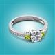 2 - Aniyah 1.38 ctw (6.50 mm) IGI Certified Classic Three Stone Round Lab Grown Diamond (VS1/F) and Peridot Engagement Ring 