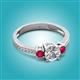 2 - Aniyah 1.34 ctw (6.50 mm) IGI Certified Classic Three Stone Round Lab Grown Diamond (VS1/F) and Ruby Engagement Ring 