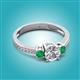 2 - Aniyah 1.34 ctw (6.50 mm) IGI Certified Classic Three Stone Round Lab Grown Diamond (VS1/F) and Emerald Engagement Ring 